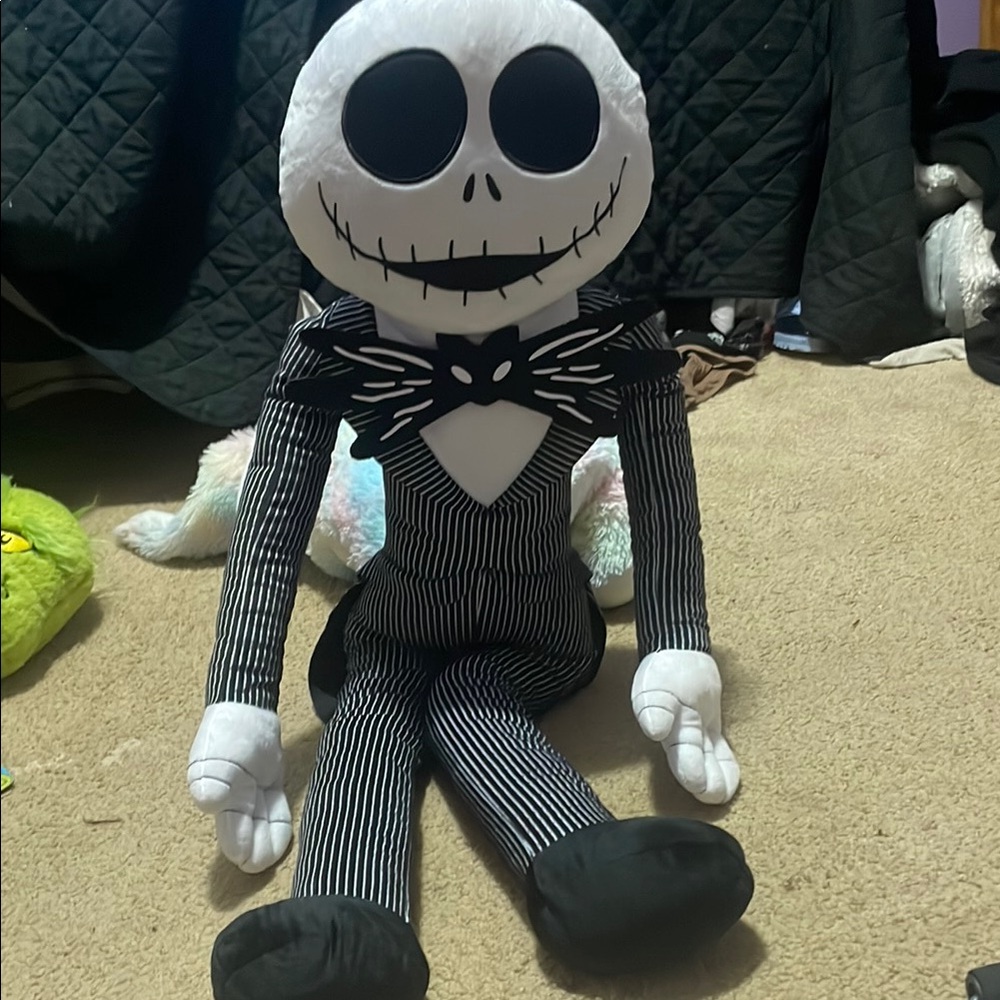 Black and White Striped Plush Toy/jack the skeleton